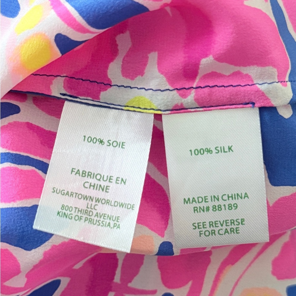 Lilly Pulitzer Elsa Silk Blouse Catch and Release Size Small Cape COD - Picture 7 of 9